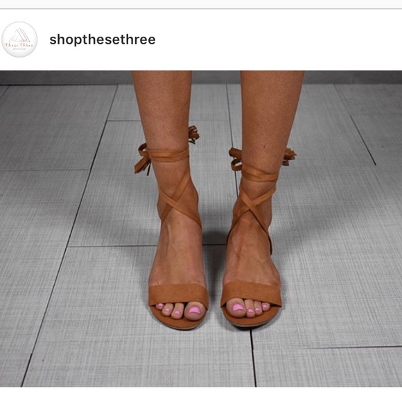 Tan Ankle Wrap Sandal - Picture 3 of 3